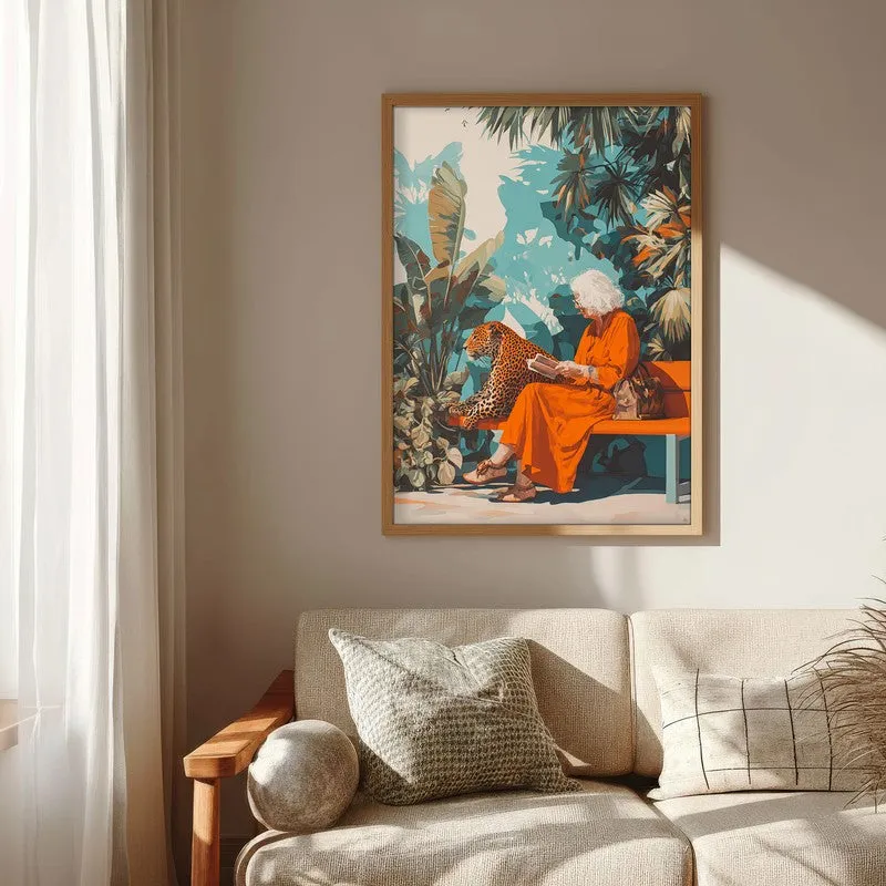 Leopard Lore Canvas Wall Painting - Brown Frame media 6
