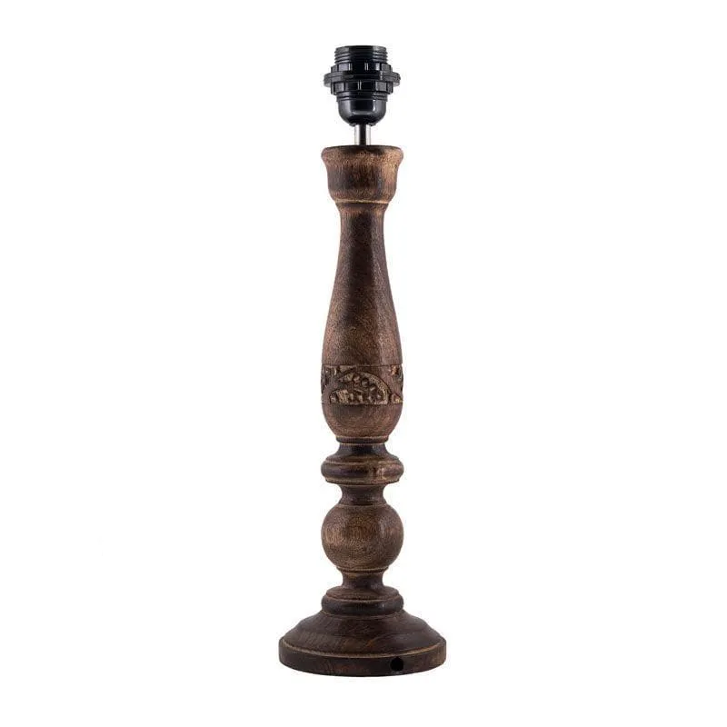 Floral Carved Fabric Table Lamp - White,Brown media 4