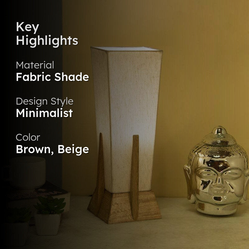 Retro Radiance Fabric Table Lamp - Brown,Beige media 2