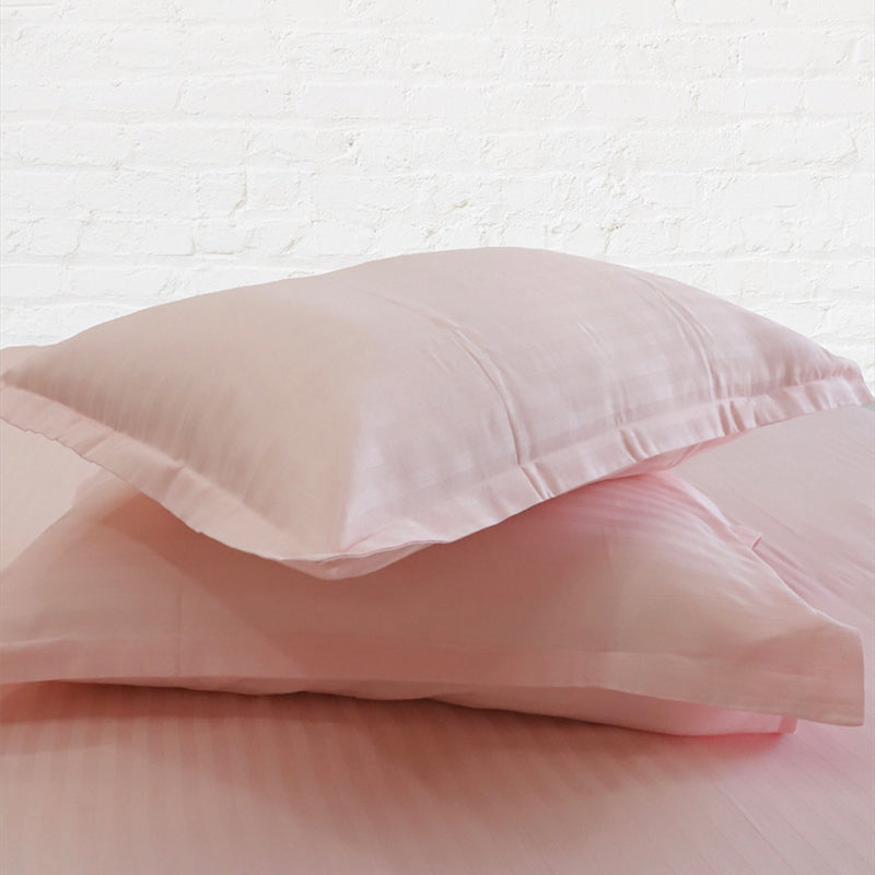 Le Coton Striped Solid Cotton Bedsheet (Pastel Pink) - 250 TC media 4