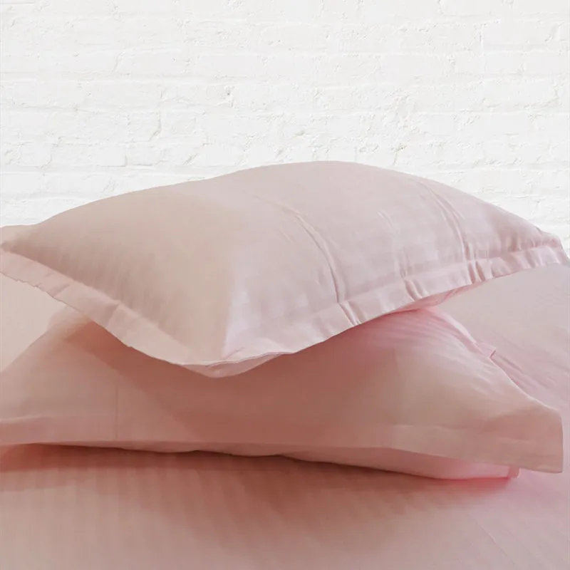 Le Coton Striped Solid Cotton Bedsheet (Pastel Pink) - 250 TC media 4