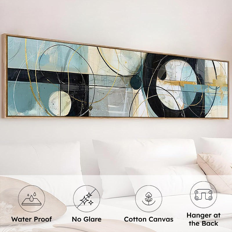 Whispers In Blue Abstract Canvas Wall Art With Frame - Black media 4