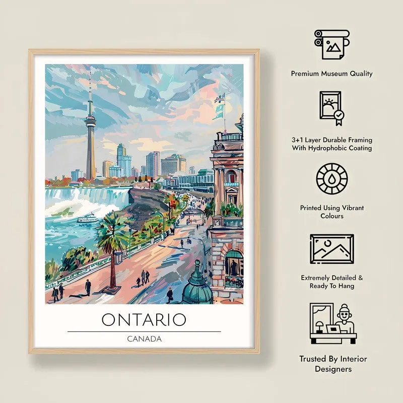 Vintage Ontario Framed Canvas Archival Canvas Wall Painting - Natural Brown Frame media 8
