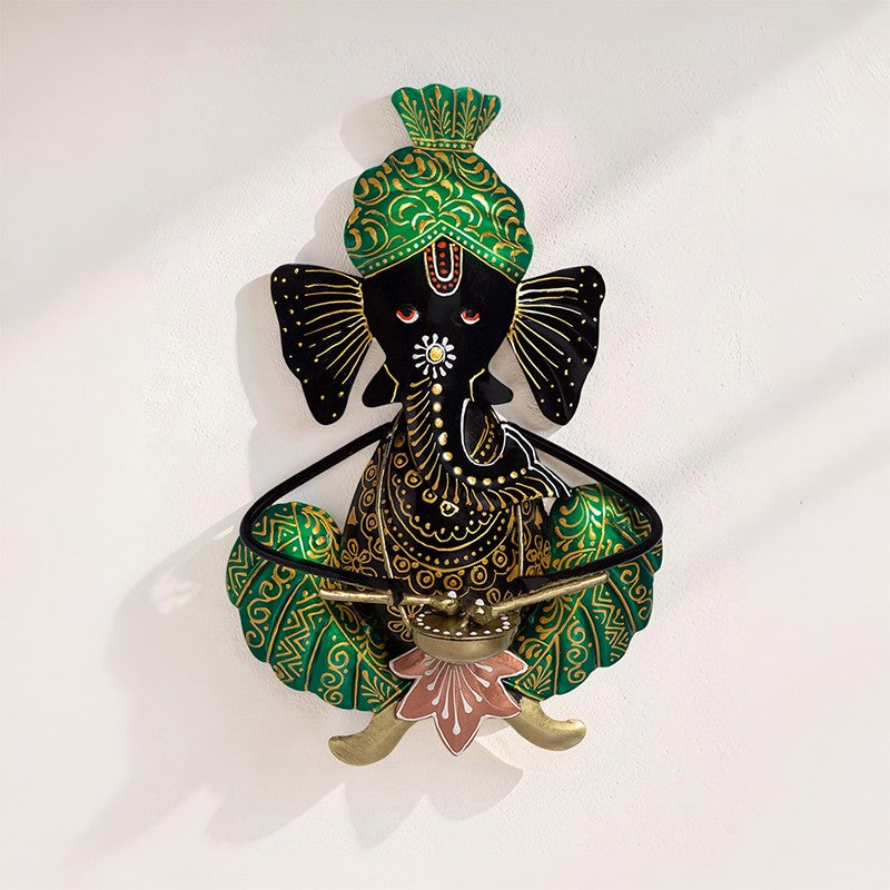 Ganesh Handcrafted Iron Wall Accent - Green