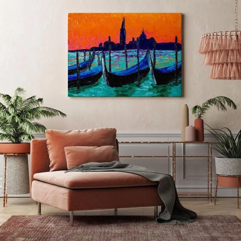 Venetian landscape at sunset Canvas Painting - Arina Iastrebova - Gallery Wrap media 3