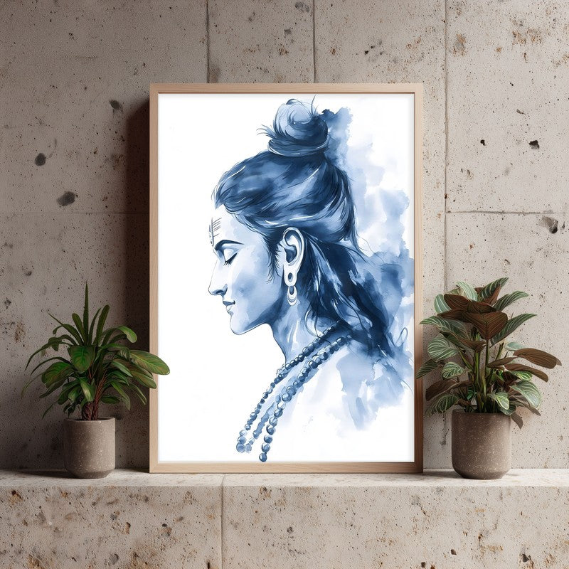 Moksha Shiva Spiritual Archival Paper Wall Painting - Natural Brown Frame media 3