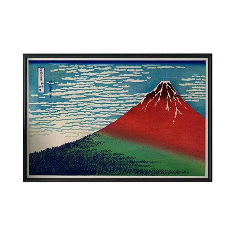 Fine Wind & Clear Morning Canvas Painting By Hokusai - Black Frame media 6