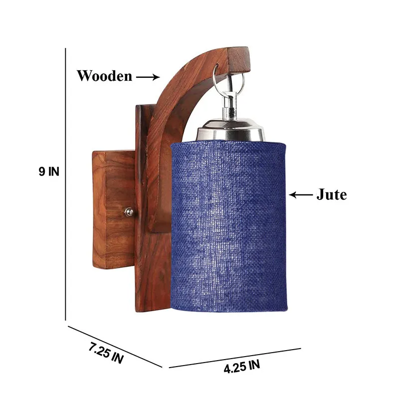 Forma Cylindrical Fabric & Wooden Wall Lamp - Blue media 5