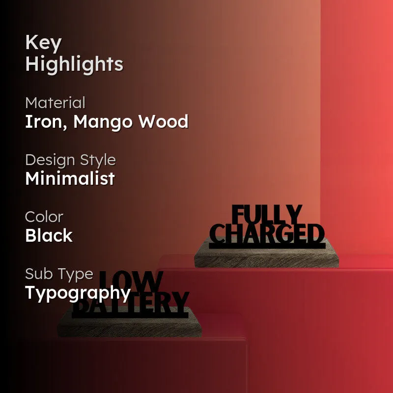 Low Battery Typography Showpiece - Set Of Two media 2