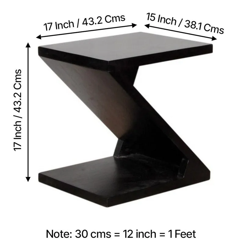 Rverox Sheesham Wooden Side & Bedside Table - Black media 10