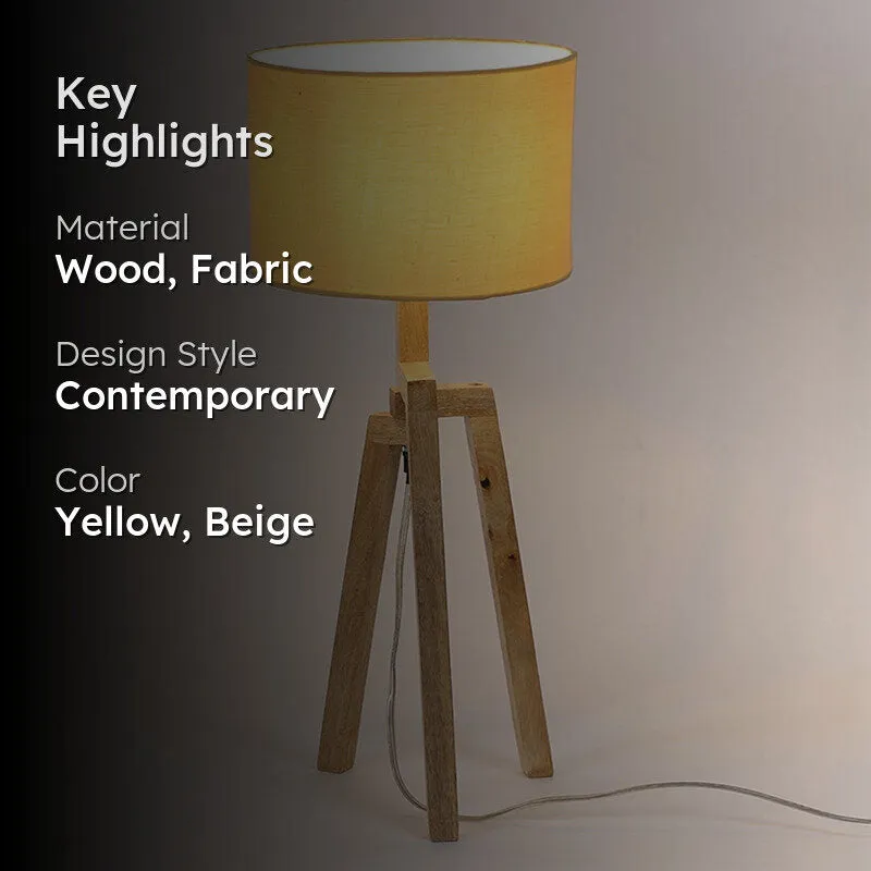 Ambrette Wooden Table Lamp - Yellow,Beige media 2