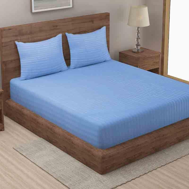 Striped Wonder Bedsheet (Blue) - 130 GSM media 3