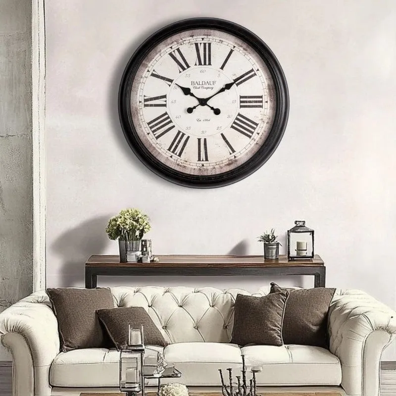 V Round Wall Clock - Black & White media 1
