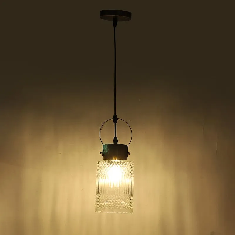 Elvion Textured Pendant Glass Ceiling Lamp media 7
