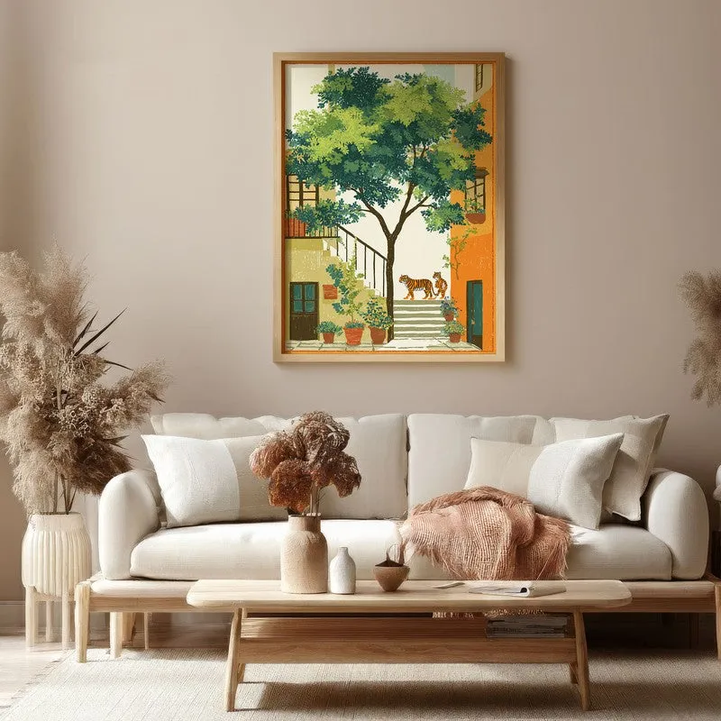 Verdara Courtyard Canvas Wall Painting With Brown Frame media 4