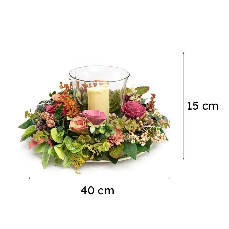 Asva Solawood Floral Tray With Battery Candle media 7