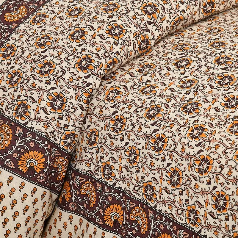 Mridula Printed Cotton Bedsheet (Brown) - 160 TC media 4