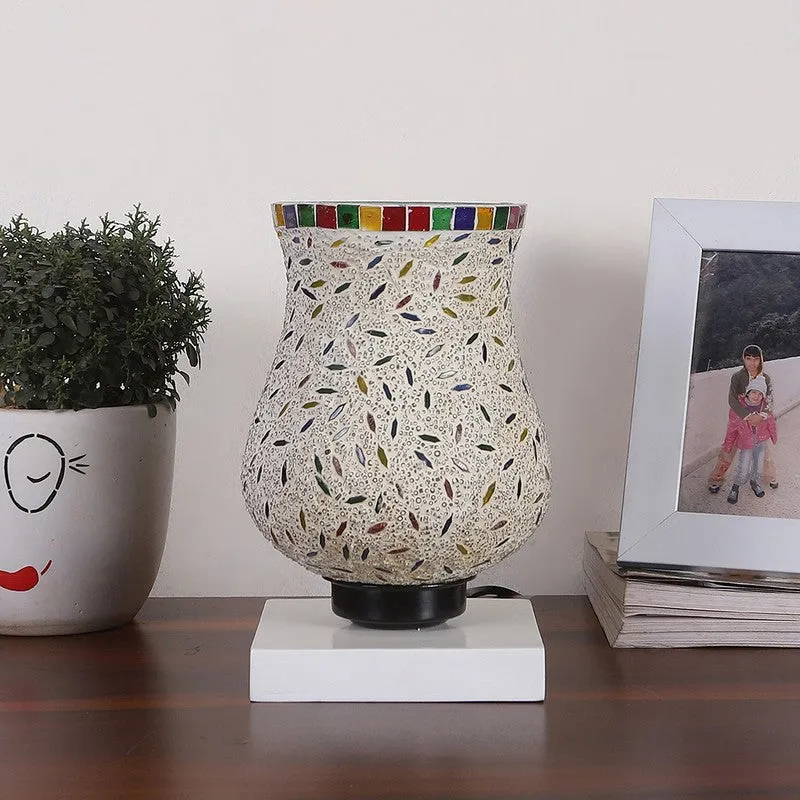 Aurinia Mosaic Glass Table Lamp With Wooden Base - Multicolor media 4
