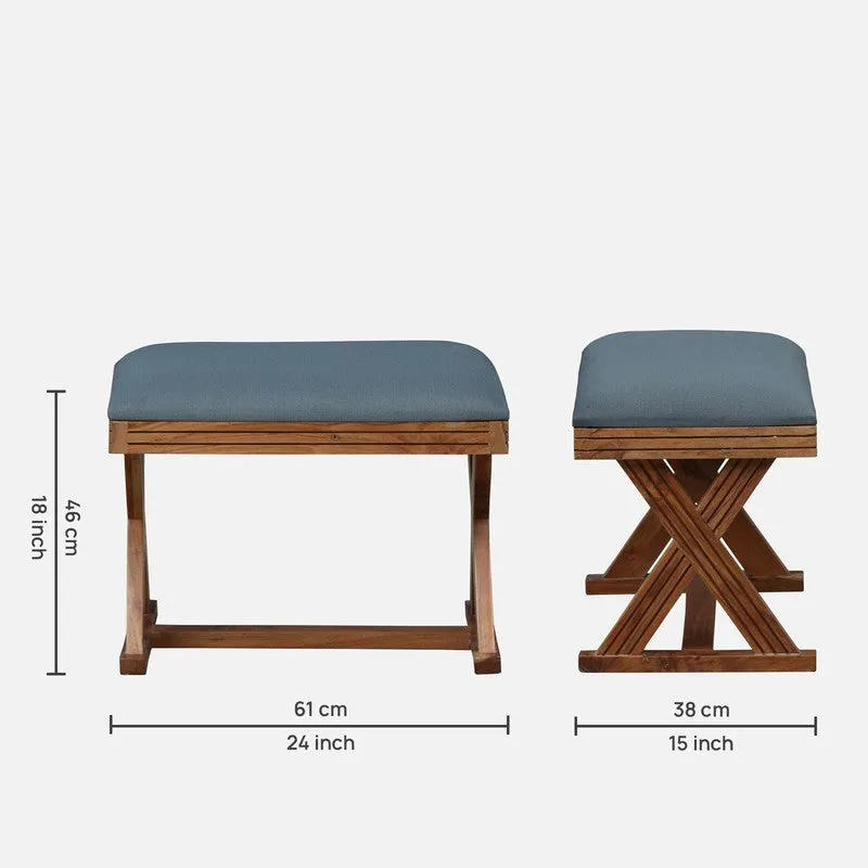 Luxury Sheesham Wood Ottomans & Pouffe - Blue media 10