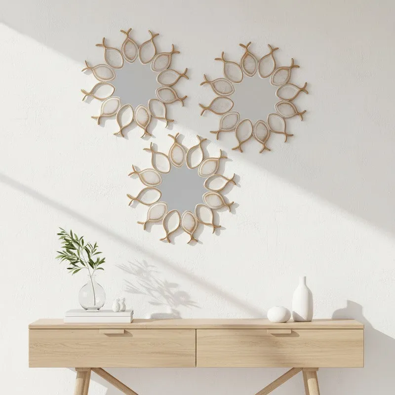Glimmerra Glass Wall Mirror (White) - Set Of Three media 3
