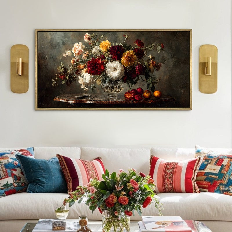 Opaline Rose Canvas Wall Painting With Frame