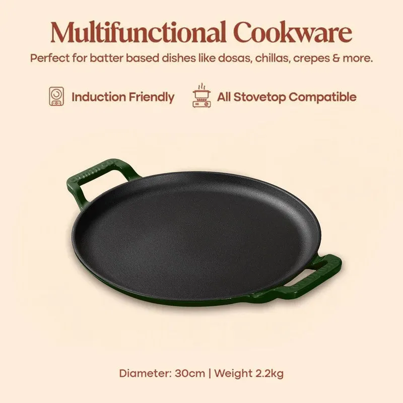 Cumin Co Enamel Cast Iron Dosa Tawa (Green,Black) - 30 cm media 5