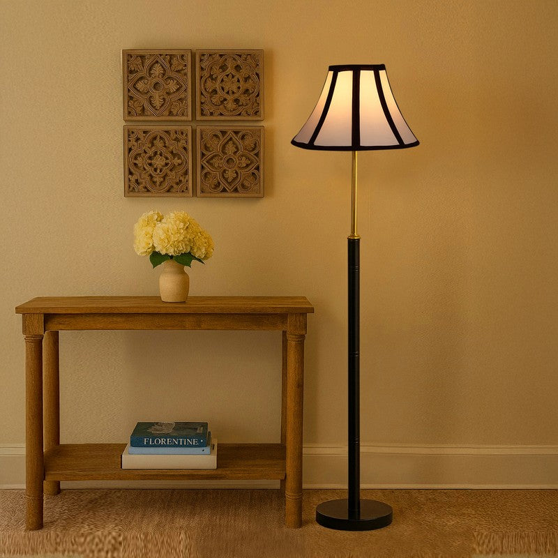 Silver Line Wooden Floor Lamp - White & Black
