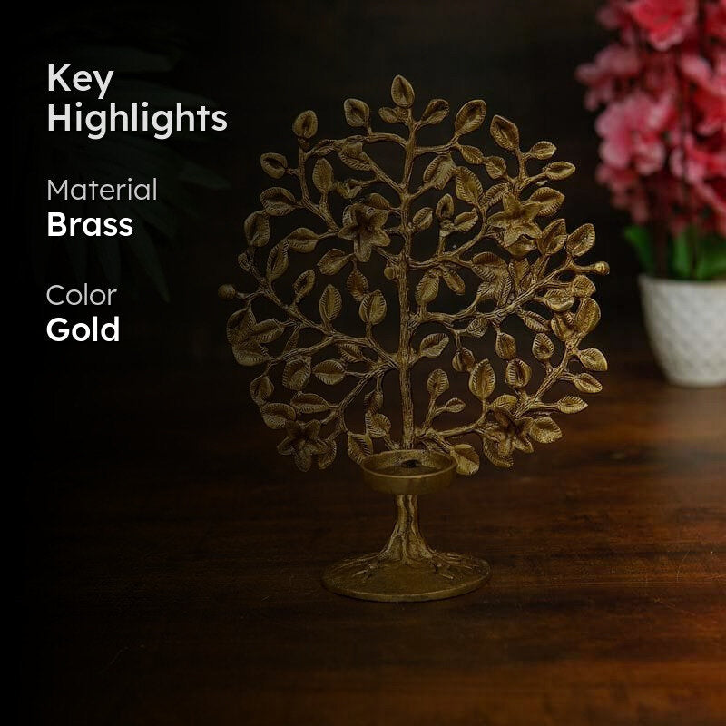 Brass Foliage Tea light Holder media 2