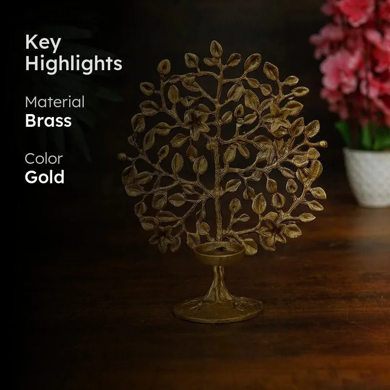 Brass Foliage Tea light Holder media 2