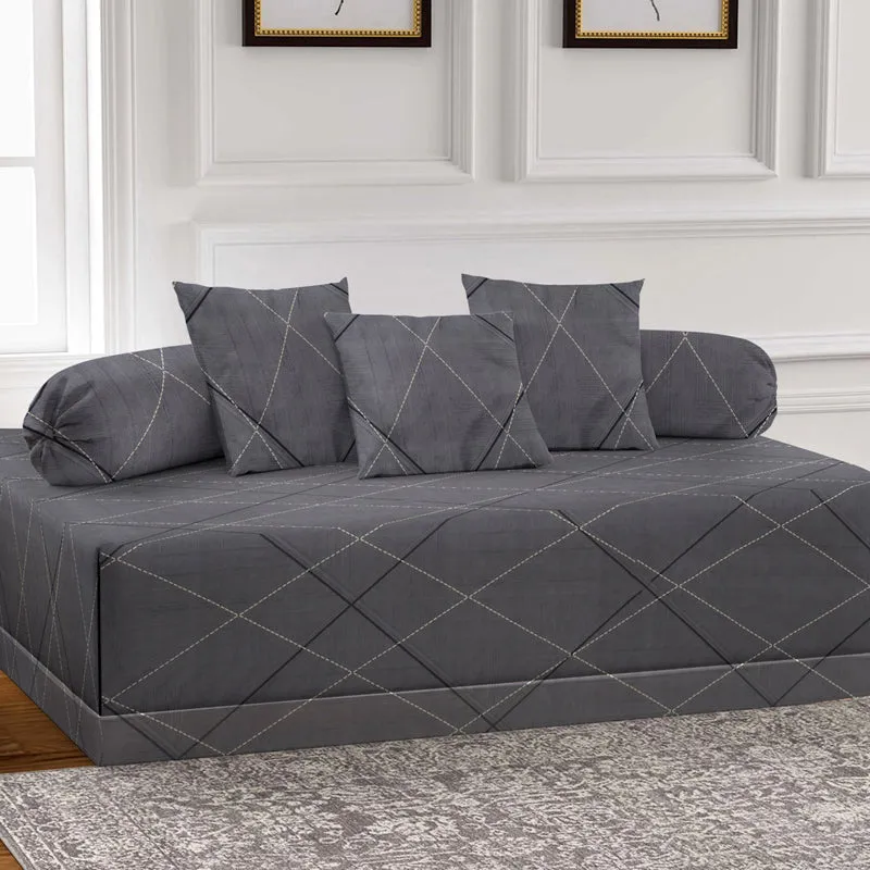 Gray Lines Diwan Set - Six Piece Set media 1