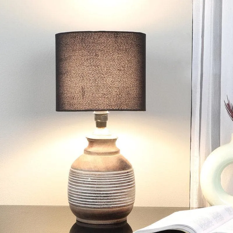Bisara Nori Fabric Table Lamp - Black,Brown media 1