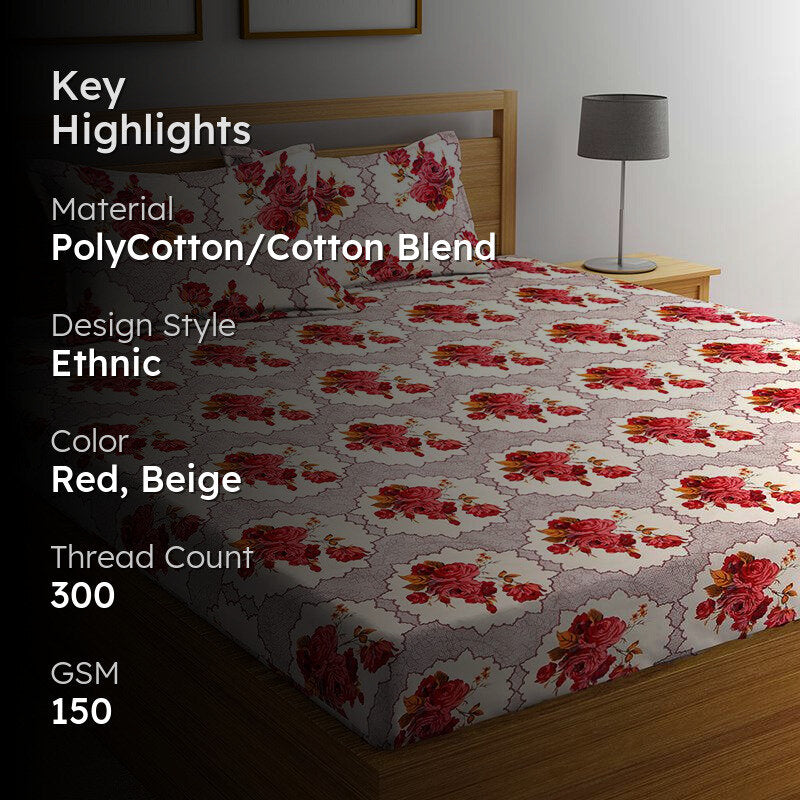 Nira Floral PollyCotton Bedsheet - 150 GSM media 2