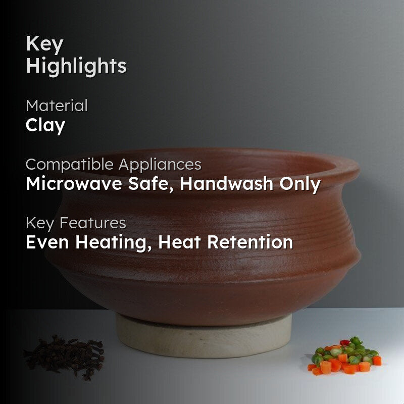 Kalinaw Biriyani Clay Pot Brown 3000 mL / 10 Inches image 2