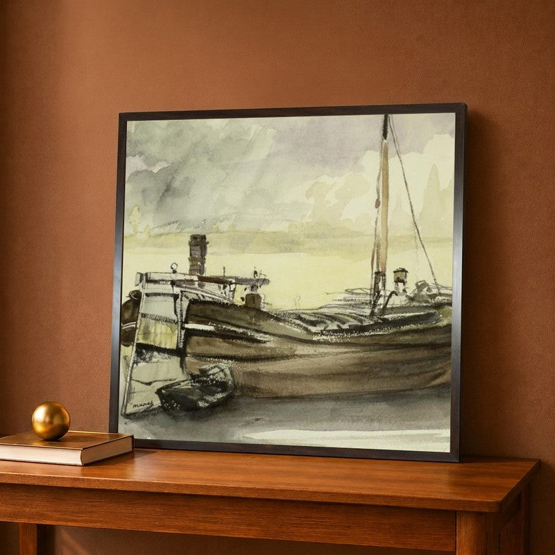 The Barge Canvas Wall Painting - 16 x 16 Inches