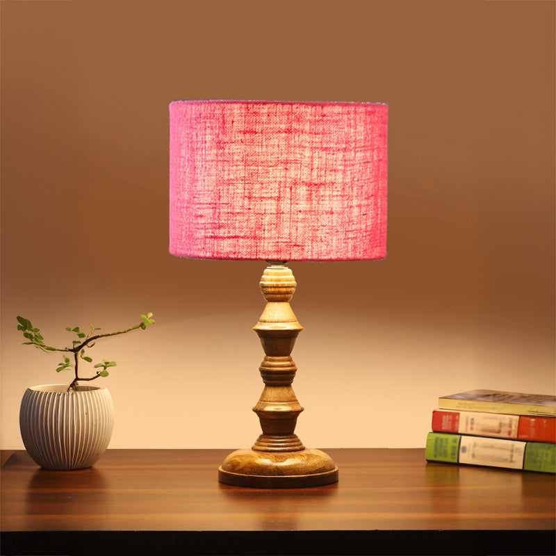 Sienna I Timber Wooden Table Lamp - Pink,Brown