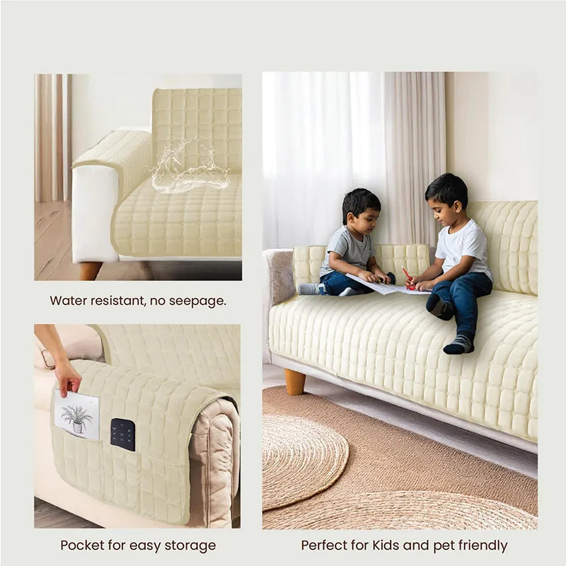 Urban Space Beige Textured Sofa Cover media 5