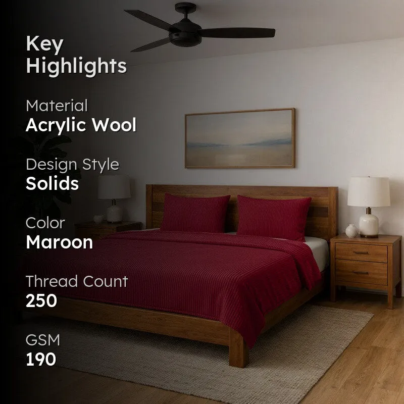 Warm Cosy Acrylic Wool Bedsheet (Maroon) - 190 GSM media 2