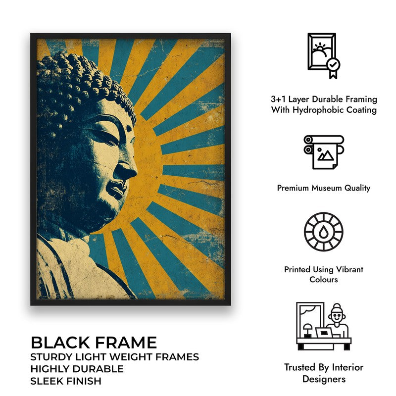 Buddha Celestial Petal I Mandala Archival Paper Wall Painting With Black Frame media 9