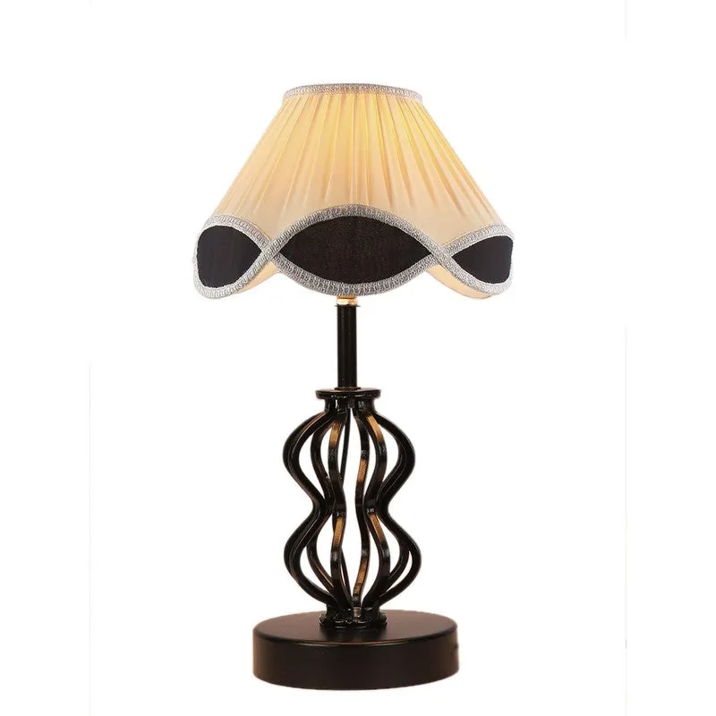Auretha Cotton Table Lamp With Wooden Base - Ivory media 7
