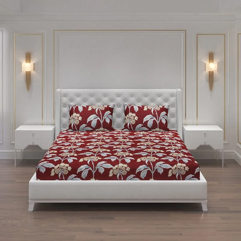 Monte Carlo Flow Garden Bedsheet (Maroon) - 120 GSM media 3