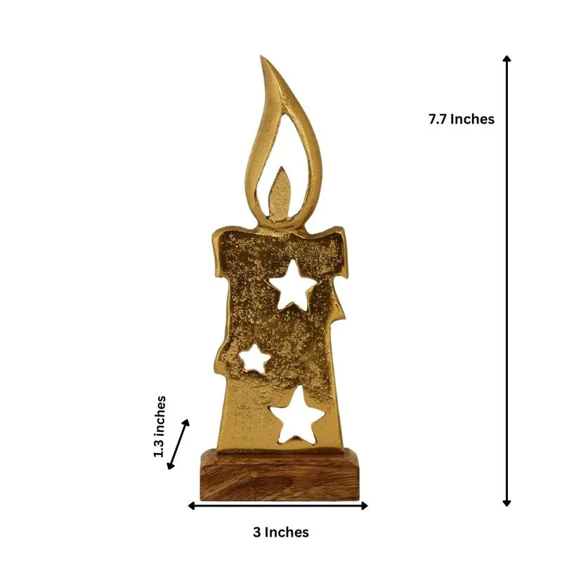 Golden Aluminum Flame Candle Showpiece media 7