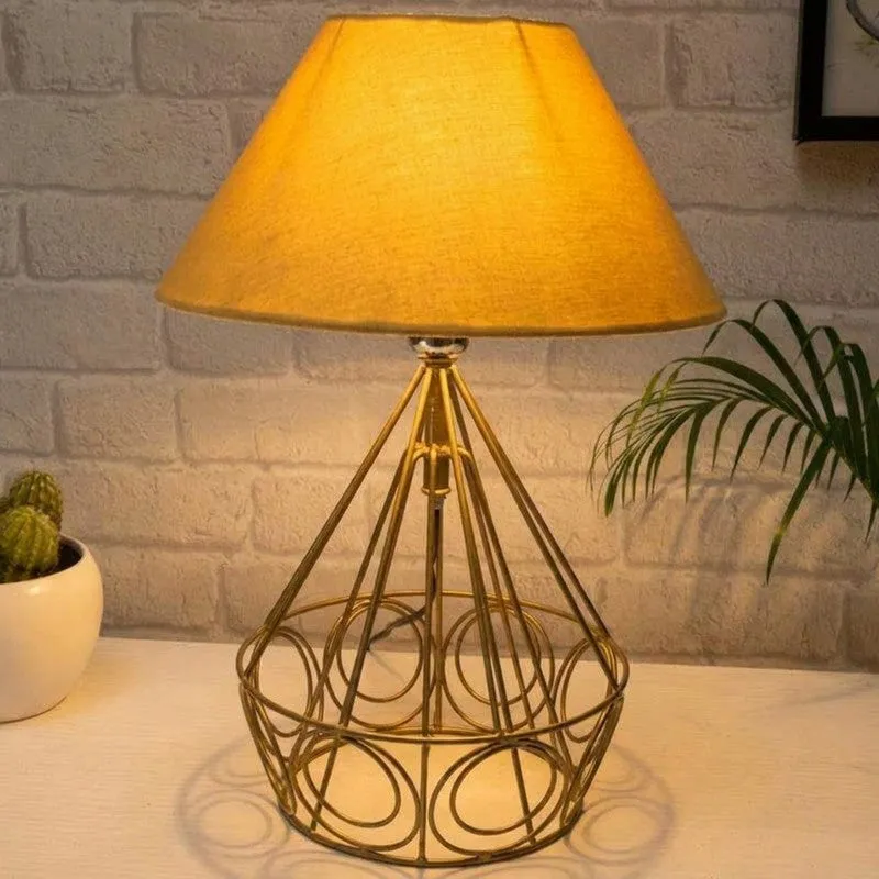 Farmhouse Fabric Table Lamp - Yellow,Gold media 1