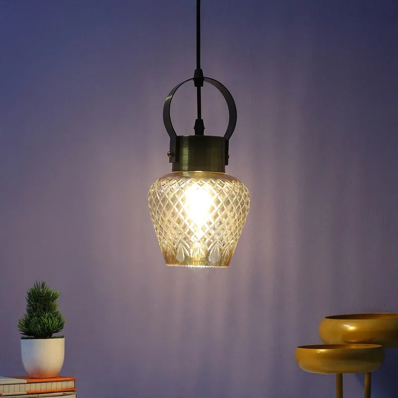 Antiqued Hoop Glass Ceiling Lamp media 4