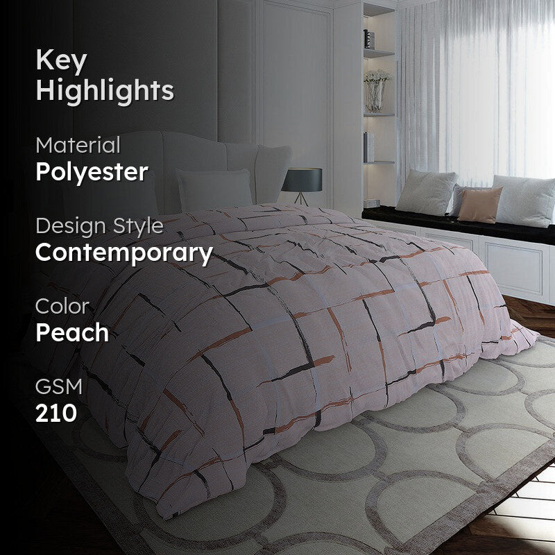 Monte Carlo Blockscape Geometric Polyester Duvet Covers (Peach) - 210 GSM media 2