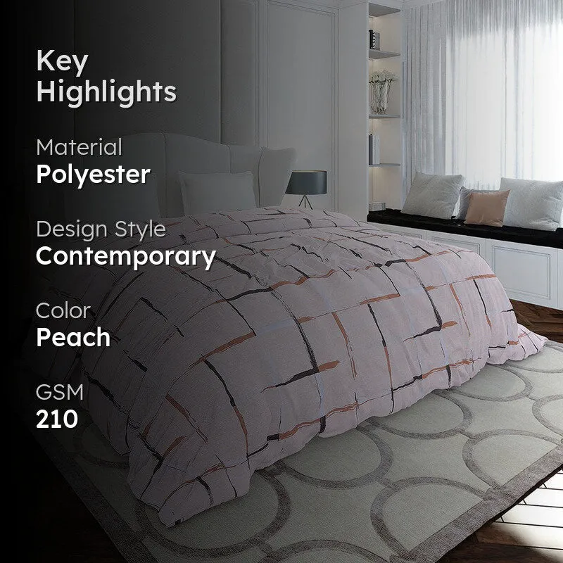 Monte Carlo Blockscape Geometric Polyester Duvet Covers (Peach) - 210 GSM - 2