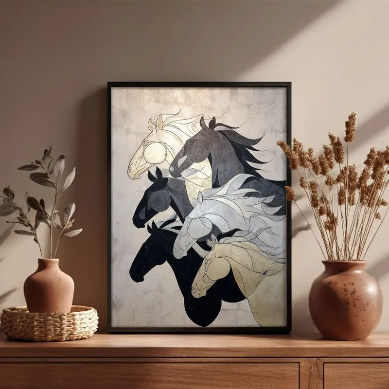 Regal Horse Wall Painting With Black Frame media 6