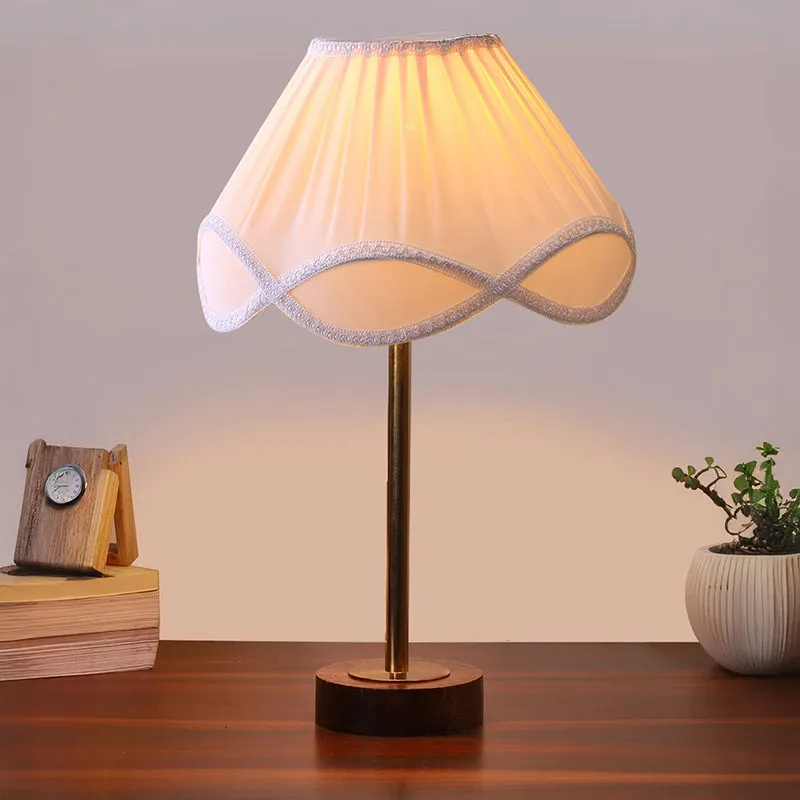 Valencia Rodin Wooden Table Lamp - OffWhite,Gold,Brown media 2