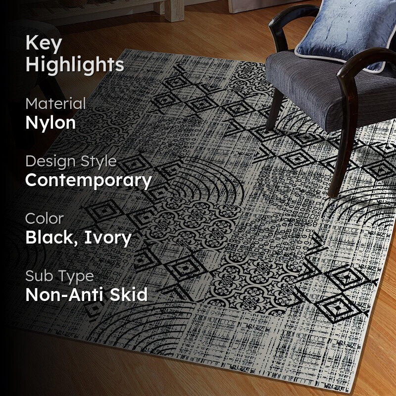 Lexo Non-Anti Skid Nylon Dhurries - Black media 2