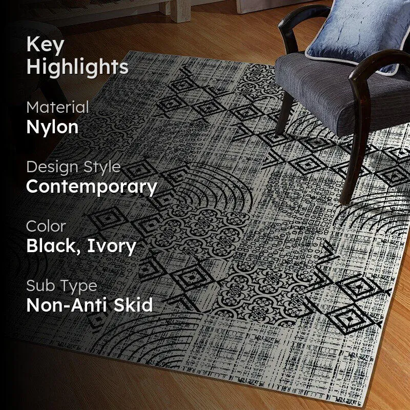 Lexo Non-Anti Skid Nylon Dhurries - Black media 2