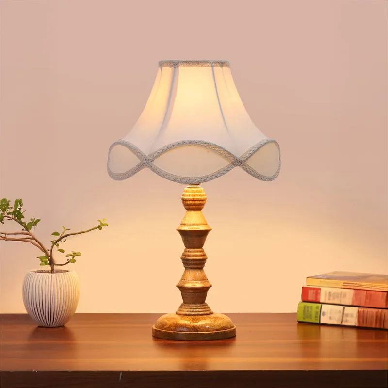 Valencia Arc Timber Wooden Table Lamp - Off White,Brown media 2